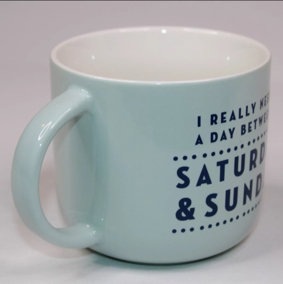 Threshold Stoneware I Really Need a Day Between Saturday & Sunday Blue Mug Cup - Picture 3 of 9